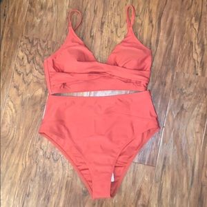 Marsala Twist High Waisted Bikini